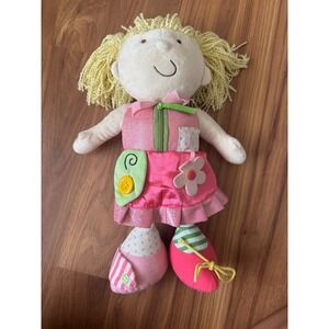 Manhattan Toy Company Plush Doll Blonde Hair Pink Dress Activity Learning Toy‎